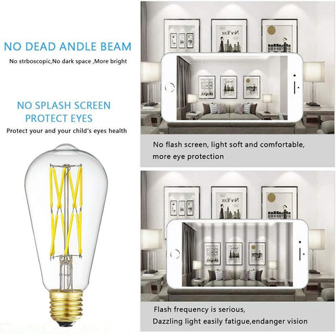 Leools Dimmable Edison LED Bulb 10W,Equivalent 100Watt, Antique Style ST64 LED Filament Bulbs,Neutral White 4000K, 1200LM, E26 Base Lamp for Resta...