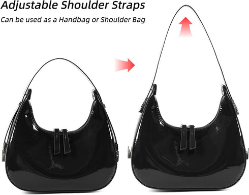 Didida Y2K Moon Bag Women's Crescent Shoulder Bag Retro Handbags Top Handle Patent Leather Cute Small Underarm Bag...