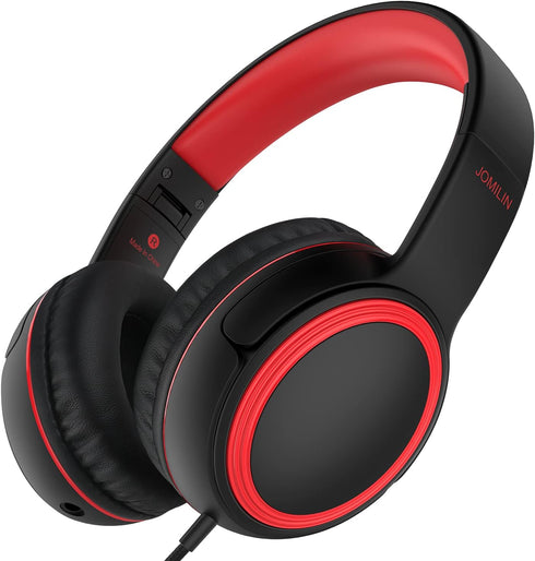 A10 On-Ear Headphones with Microphone, Lightweight Folding Stereo Bass Headphones with 1.5M No-Tangle Cord, Portable Wired Headphones for Smartpho...