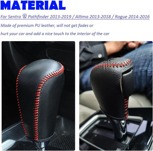 Gear Shift Cover for 2013-2019 Nissan Sentra / 2013-2018 Altima Auto Leather Shifter Cover Protector Trim for Nissan Rogue 2014-2016 /Pathfinder 2...