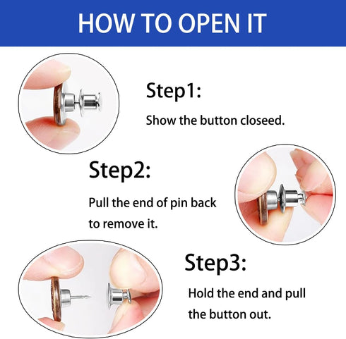MUNAN 12 Sets Button Pins for Loose Jeans, No Sew No Tools Required Replacement Snap Buttons, Reusable and Removable Waist Adjustable Metal Pants ...