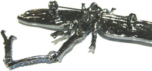 Large Rhinestone Dragonfly Convertible Brooch or Pendant Blue Enamel Insect pin...