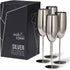 Oak & Steel - 4 Silver Stainless Steel Champagne Flutes with Gift Box, 284 ml - Elegant, Solid & Unbreakable - Outdoor Parties, Picnic, Beach & Po...