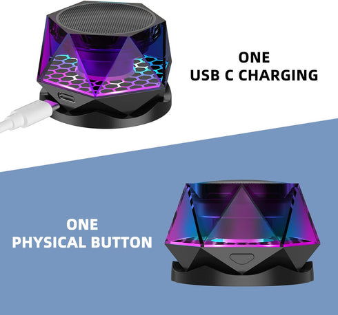 EGKimBa Magnetic Diamond Bluetooth Speaker, Small Wireless Speaker with Multi RGB Color Light Show, Portable Phone Stand for iPhone, Android, TWS ...