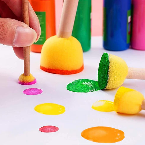 90 Pcs Round Sponges Brush Set, Round Sponge Brushes for Painting, Paint Sponges for Acrylic Painting, Painting Tools for Kids Arts and Crafts (4 ...
