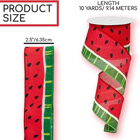 10 Yards 2.5 Inch Watermelon Ribbon Decorative Fruit Printed Satin Ribbon Summer Ribbon Watermelon Wreath for Crafts Wrapping DIY...
