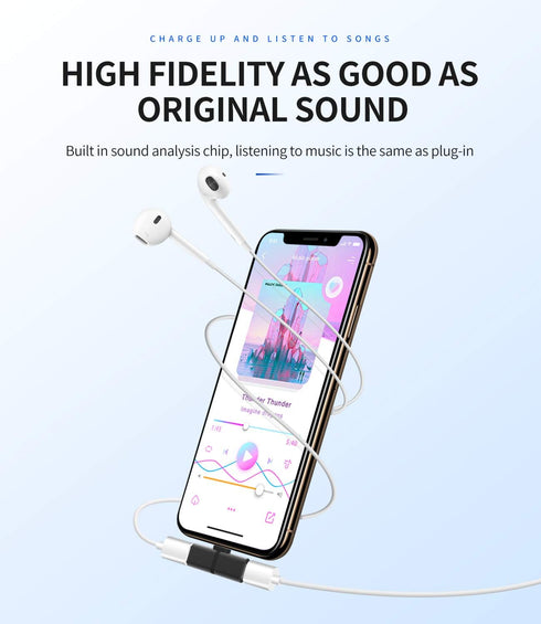 Headphone Adapter for Iphone(2pack)Adaptador para Splitter Audio and Charge Charger Dual Lightning Earphone 2 in 1 Dongle Jack Earbud Cable Compat...