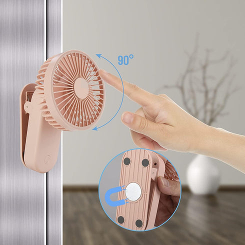 Portable Mini Clip on Fan, 4000mAh Rechargeable USB Battery Operated Stroller Fan with Magnetic - Pink...