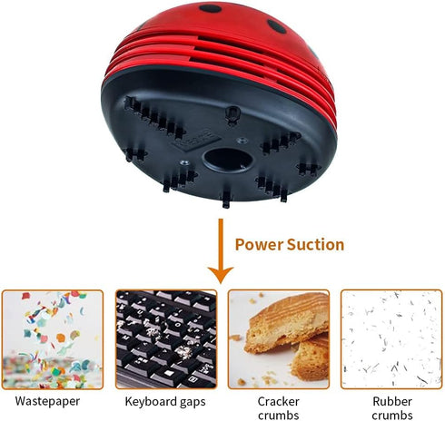 E ECSEM Cute Portable Cartoon Mini Desktop Vacuum Cleaner Table Dust Crumb Sweeper(Red#002)...