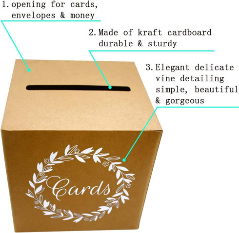 KALEFO Kraft Card Box Wedding Favors Post Boxes Cardboard Wedding Party Decor Table Centerpiece...