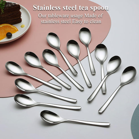Kyraton Teaspoons Set of 12, Stainless Steel Coffee Spoon, Spresso Spoons for Home, Restaurant, Hotel, Parties, Dishwasher Safe...
