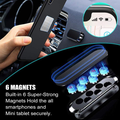 Flat Magnetic Phone Mounts 4 Pack. Black Cell Phone Holder for Car Dashboard, Wall, Truck. Universal Stick on iPad Wall Magnet Mount Kit for Table...