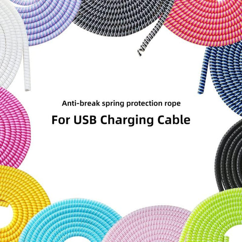 Augen Spiral Cable Protector Wrap for iPhone and Android Charging Cable, Phone Data Cable Sleeve Protector, Charger Cord Wire Protector (Dark Blue...
