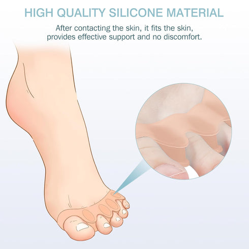 2 Pcs Toe Spacers for Women and Men - Metatarsal Yoga Cushion - Therapeutic Stretchers for Plantar Fasciitis, Bunions, Silicone Toe Separators (Be...