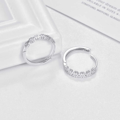 KINGWHYTE Daisy Hoop Earrings 925 Sterling Silver Lucky Flower Earrings Small Huggie Earrings Daisy Fashion Jewelry Gifts for Women...