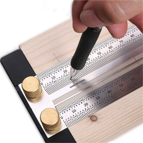 Woodworking Marking T Rulers Ultra Precision,Layout Work Scribe Line Ruler with Holes,Scribing Square Ruler Gauge Measuring Tool Draft Marking Too...