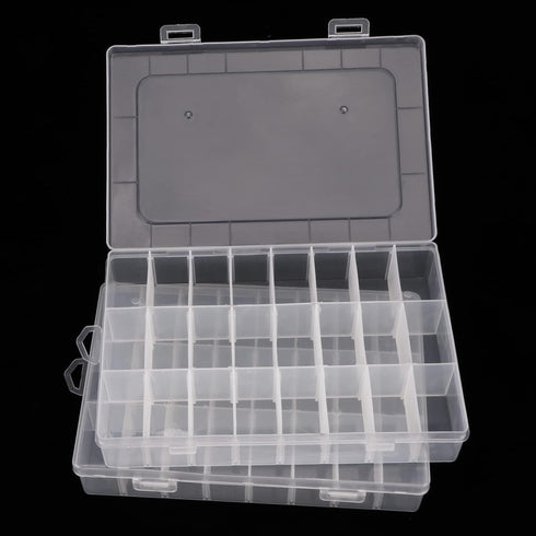 2 Pack 24 Grids Plastic Organizer Box Container Craft Storage Box Compartment Box with Adjustable Dividers for Beads Jewelry Fishing Tackles Art D...