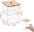 BTSKY Clear Stackable Paper Clip Holder with Bamboo Lid 2-Layer Paperclip Box Thick Acrylic Office Supply Accessory Organizer Square Small Storage...