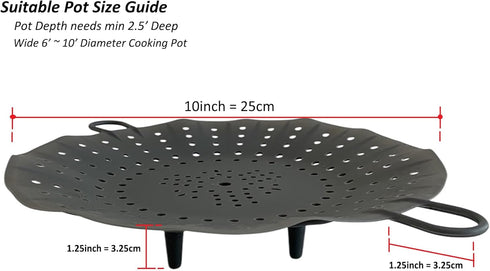 Korean Made Silicone Steamer Basket 10' Size, Silicone Steamer Insert for Pot Flexible Design (Gray)...