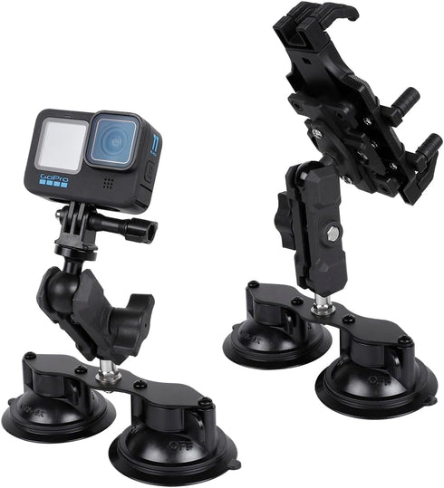 Double Suction Cup Car Base Mount with 1" Ball, Window Suction Cup Holder, Compatible with RAM Mounts B Size 1 Inch Ball Double Socket Arm...