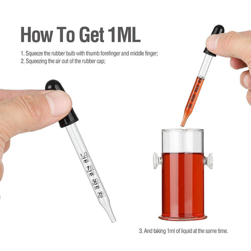 1ml Glass Pipette Dropper Graduated Eye Dropper for Liquid Medicine Essential Oil Laboratory, 20 Pack...