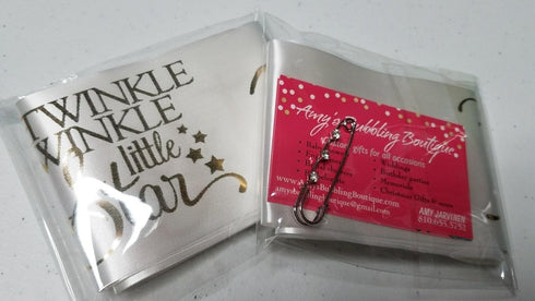 Twinkle Little Star Baby Shower Sash Banner for Mommy to Be White & Gold with Rhinestone Pin...