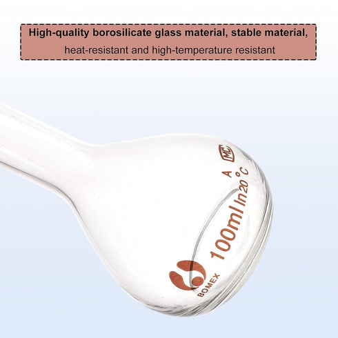 OLYCRAFT 4pcs Volumetric Flask 10ml/25ml/50ml/100ml Volumetric Flask Set with Glass Cap Durability & Chemical Resistance Glass Bottle for Laborato...