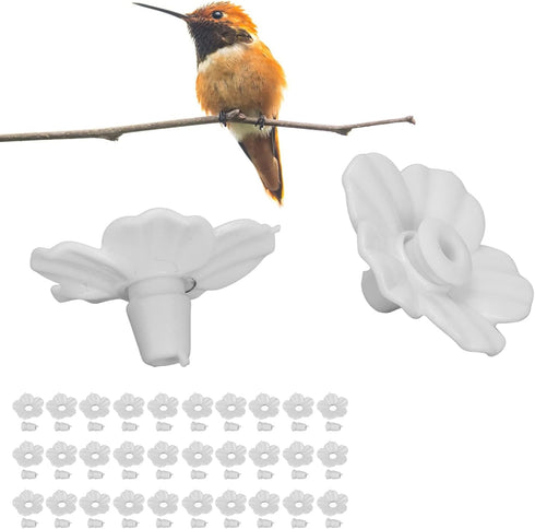 Bird Feeder Replacement Flowers, Unique Shape Multicolor Plastic Material Hummingbird Feeder Flowers for Home white...