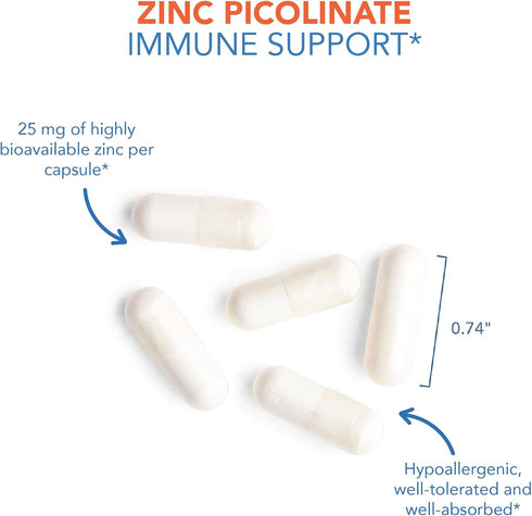 Allergy Research Group Zinc Picolinate Supplement - Supports Normal Health Immune Response, Highly Bioavailable, Well-Absorbed, Hypoallergenic, Ve...