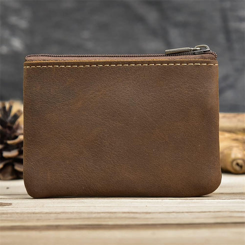1 Pcs Leather 2 Zipper Coin Purse Wallet With Key Ring, Coin Organizer, Change Holder,Card Case, Leather Zipper Storage Bag for Men...