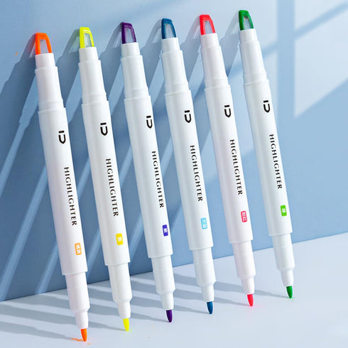 M&G 6 Pcs Cute Dual Tip Highlighters, Rainbow Color No Bleed Dry Quick Chisel Tip Highlighters, Perfect for School,Office, Bible, Notes (Rainbow)...