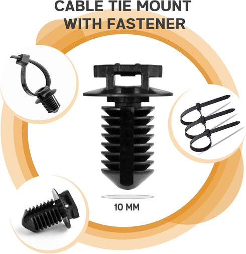 Xislet 160Pcs Universal Push Mount Cable Zip Tie Compatible with Cars Boat Trailer Polaris UTV Side By Side Jeep Wrangler Nylon Self Locking Cable...