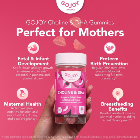 Prenatal Choline & DHA Gummies - Preconception to Postnatal Gummy Vitamin Supplement for Pregnant Women - Sweetened with Monk Fruit - 3rd Party Te...