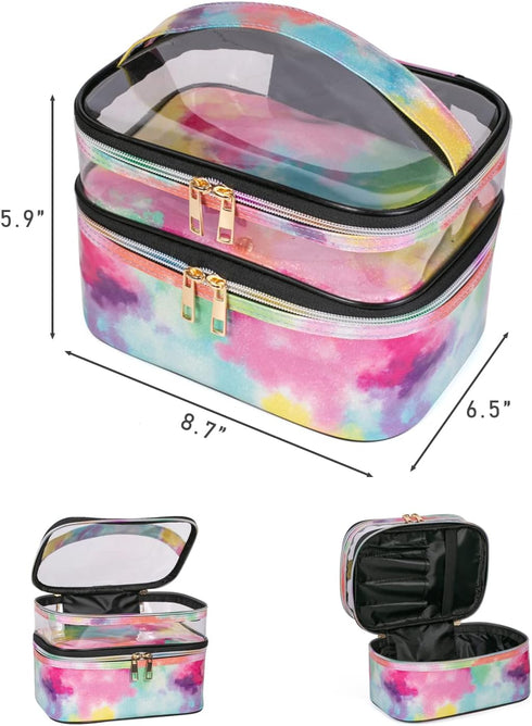 Cosmetic Bag Makeup Bag Travel Cosmetic Bags for Women Makeup bags Cases Portable Waterproof Foldable (Tie-Dye)...