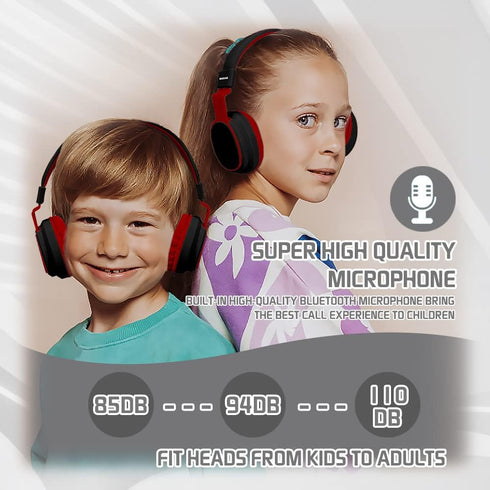 Headphones Kids Bluetooth Wireless Volume Limited 85/110dB Over On Ear Foldable Noise Protection Headset/Wired Inline Cable AUX 3.5mm Mic for Chil...