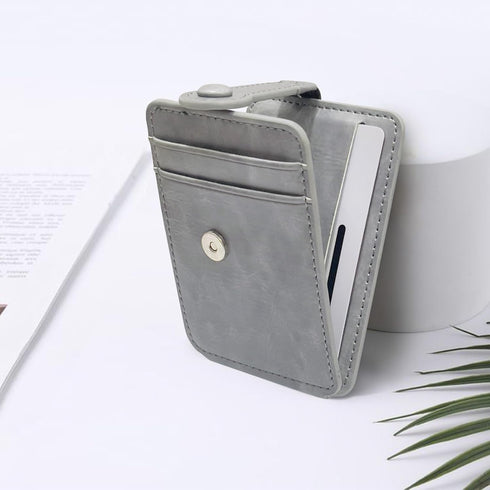 M-Plateau Phone Wallet Stick ON,Card Holder for Cell Phone with Elastic Magnetic Closure,Perfect Bifold Credit Card Holder For Phone Cases(Pure Gr...