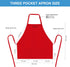 2 Pack 3 Pockets 100% Cotton Adjustable Bib Apron Chef Kitchen Cooking Aprons for Women Men, Red...