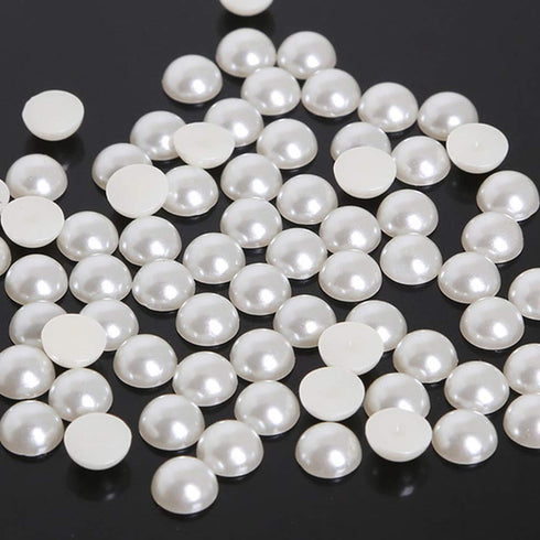 80pcs 12mm Cabochon Faux Dome Round Flatback Pearl Beads Half Pearls Beads for DIY Crafts Making (Ivory)...