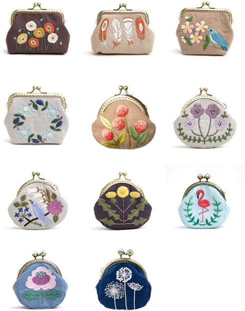 1 Set Coin Purse Embroidery Pouch Making Kit Lock Embroidery Tool DIY Coin Bag (Yellow Flower Style)......