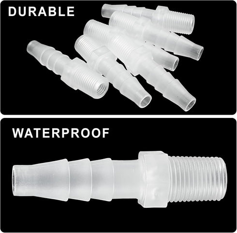 6 Pcs Plastic Hose Barb Reducer Fitting,1/4" Barb X 1/8" NPT Male Connectors Joint Splicer Mender Barbed Reducing Union Adapter Connector Pipe Fit...