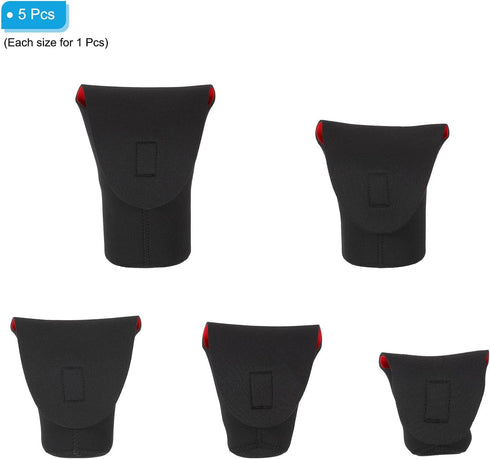 PATIKIL Lens Pouch Bag Set, 5 Pcs Camera Lens Bag with Hook and Loop, Shockproof Lens Case with Thick Protective Neoprene for SLR, Lens, Water Cup...