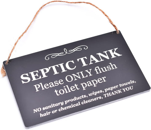 Stylish and Bold, Black and White, SEPTIC TANK Sign | Plaque | Notice for Toilet | Bathroom | W.C | only flush toilet paper | Information Notice |...