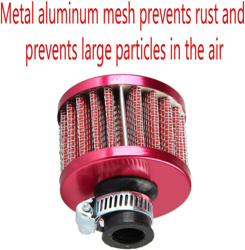 ESUPPORT Universal 12mm Mini Red Cone Cold Air Intake Filter Turbo Vent Breather Car...