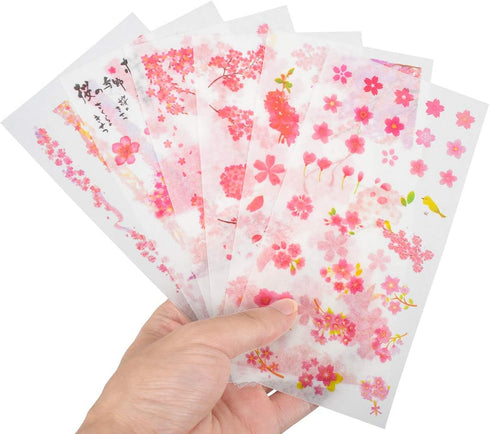 Cherry Blossom Stickers - Scrapbooking Large Flower Washi Stickers -12 Sheets DIY Decorative Scrapbook Decals Sticker for Art Journaling Planner E...