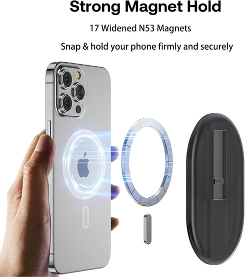 Magnetic Finger Phone Grip for MagSafe Stand, Phone Grip Strap Holder as Kickstand, Magnetic Phone Grip Holder, for iPhone 15/14/13/12 Series, Tra...