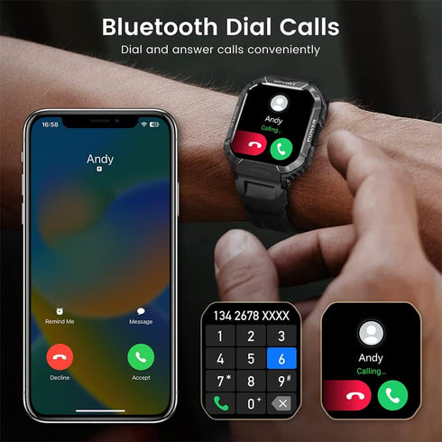 Smart Watches for Men, 1.83" Waterproof Fitness Watch Bluetooth Call Smartwatch for Android iOS Phones with Heart Rate Step Counter - Tactical Out...