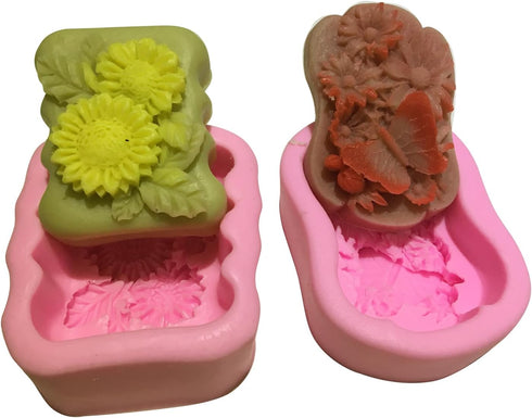 2pcs Flower Butterfly Soap Molds Handmade Chocolate Making Bakeware Cooking Mousse Cake Silicone Moulds Fondant Gumpaste diy Mold...