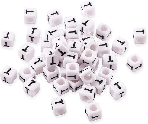 FASHEWELRY 300Pcs Cube White Acrylic Letter Beads 6x6mm Letter T Alphabet Beads for DIY Bracelet Necklace Jewelry Making...