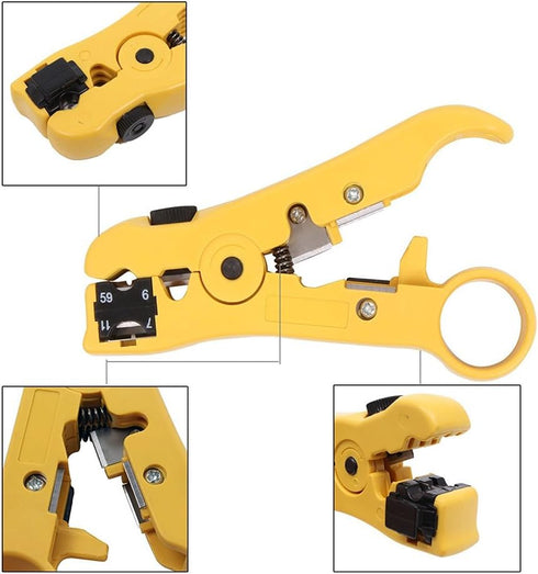 Universal Cable Stripper Cutter for Flat or Round UTP Cat5 Cat6 Wire Coax Coaxial Stripping Tool...
