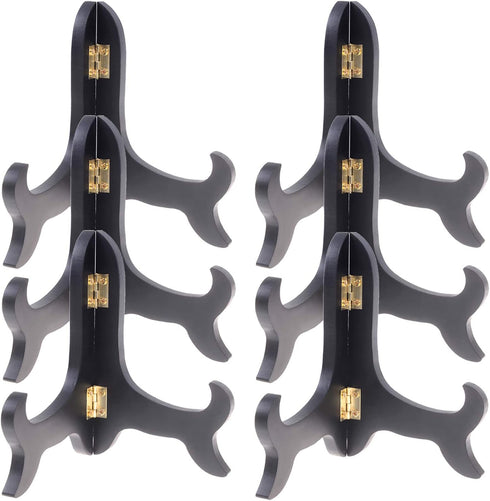 6 Packs Black Wooden Display Stand Plate Holder Easels Picture Frame Holder (5 inch)...